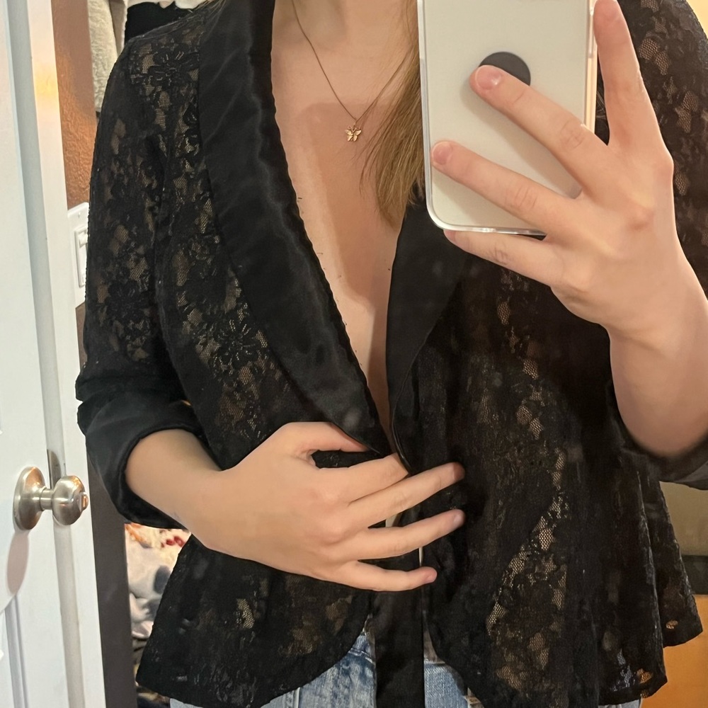 Silk + Lace Tie-Up Blouse